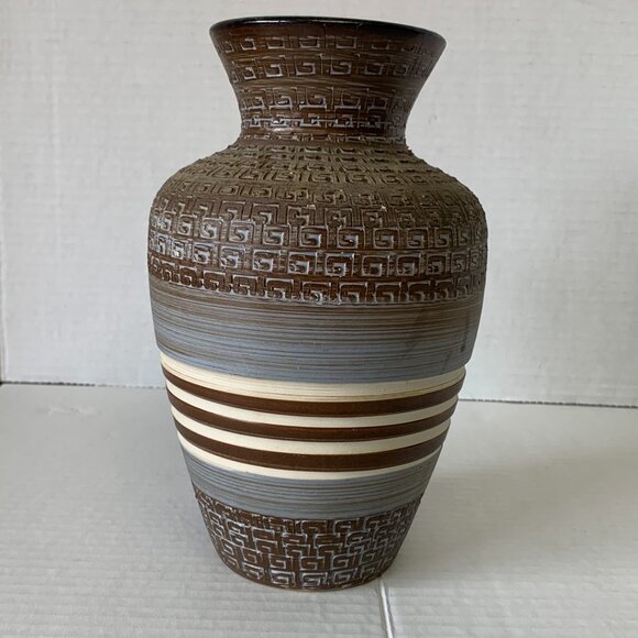 Vintage Scheurich 8" Vase Ceramics 81T 20 Carved Made in Germany 1970s - 1980's - Picture 3 of 9
